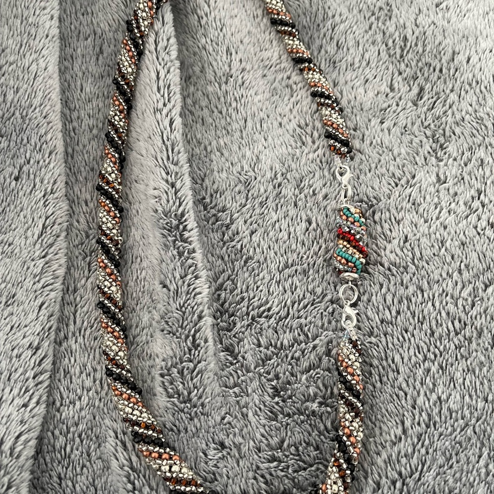 Gorgeous and unique handcrafted spiral rope beaded necklace